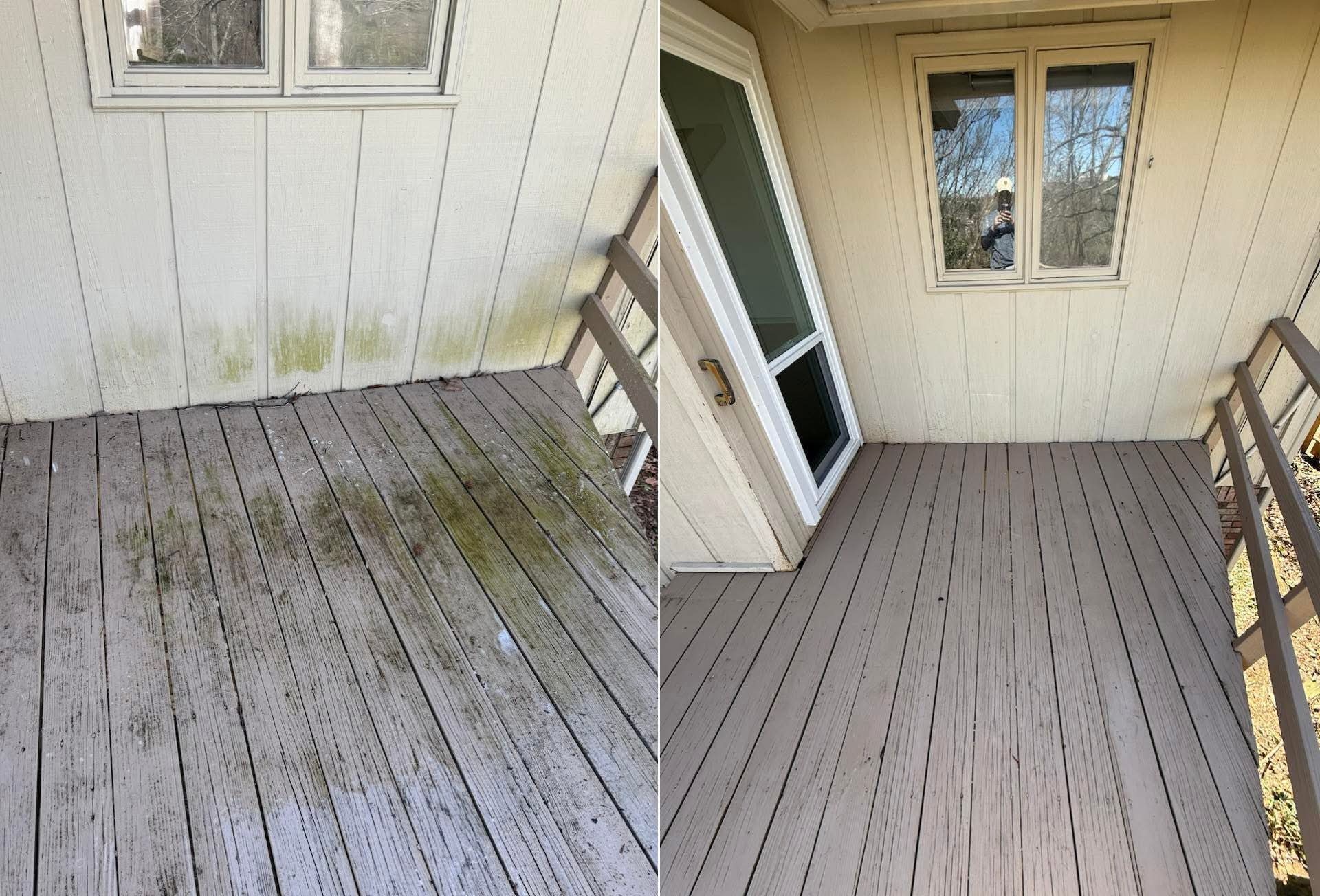 Deck Cleaning before and after